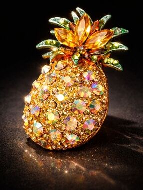 Gold and Green Pineapple Brooch